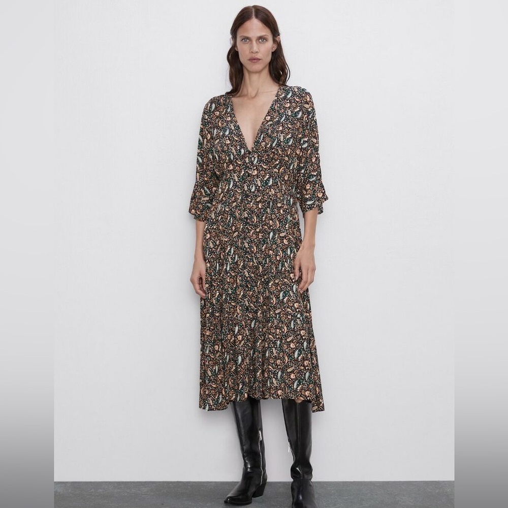 Zara women’s floral paisley black dress size small